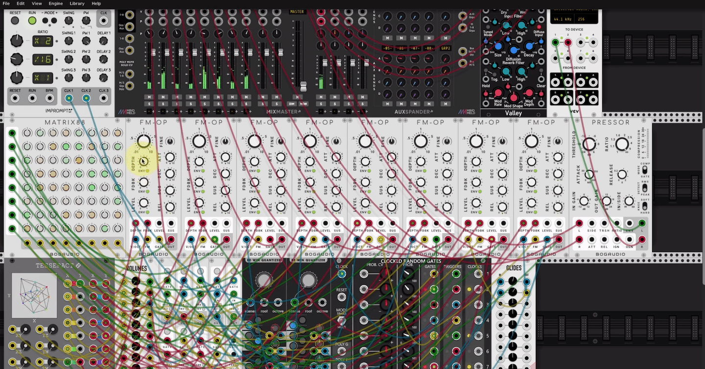 Apprenez facilement la synthèse FM avec la formation "Maîtriser le design sonore en synthèse FM" de Saw Up 7 Utilisation de 8 opérateurs FM dans VCV Rack