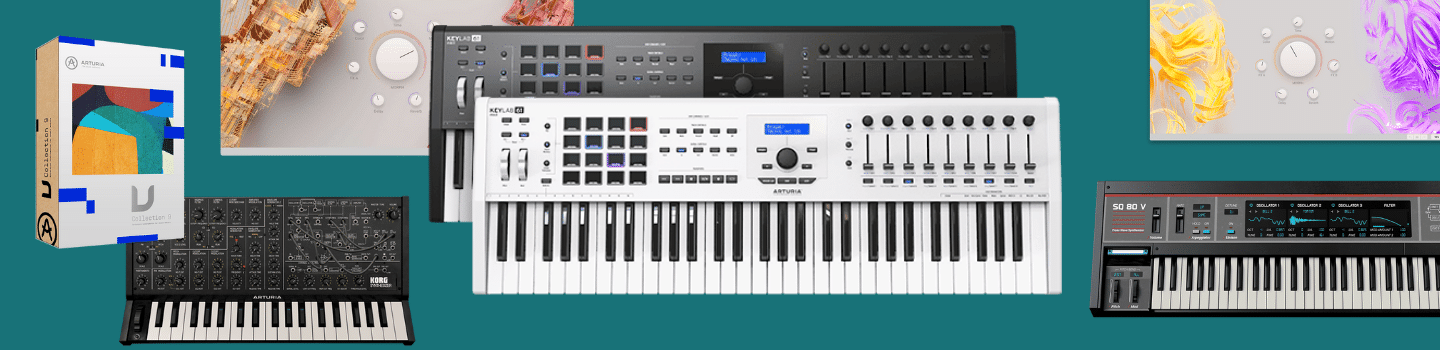 Bandeau Arturia Vcollection 9 et clavier maitre Arturia Keylab 61