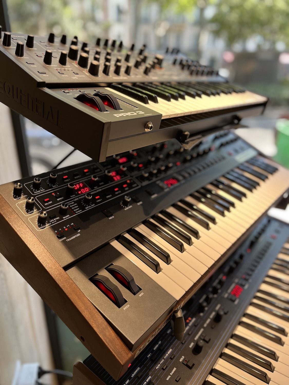 Francisco passionné de synthés chez Star's Music Paris 7 Sequential Prophet 6 et Pro 3