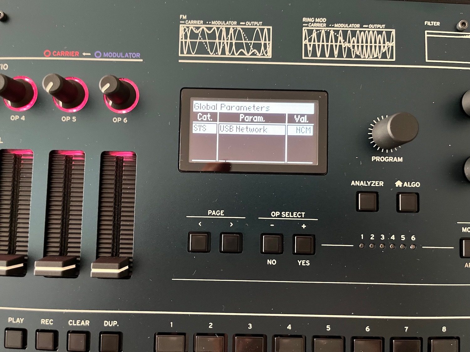 Choix type de connexion USB sur Korg Opsix