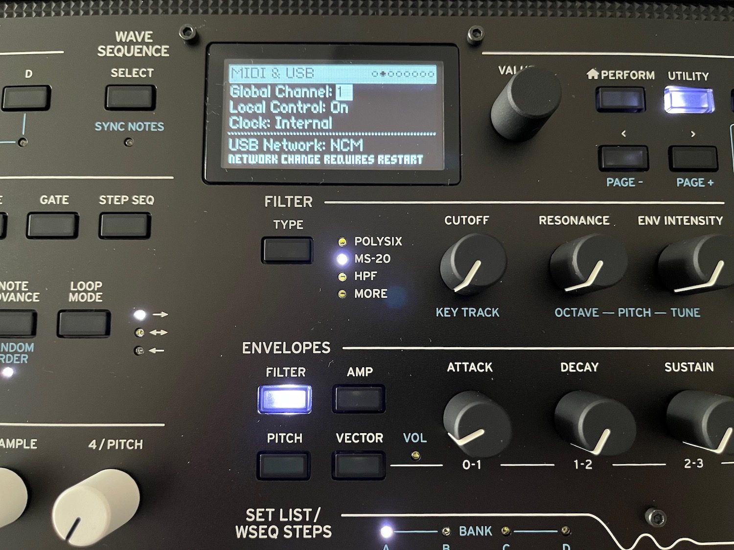 Choix type de connexion USB sur Korg WAVESTATE et MODWAVE