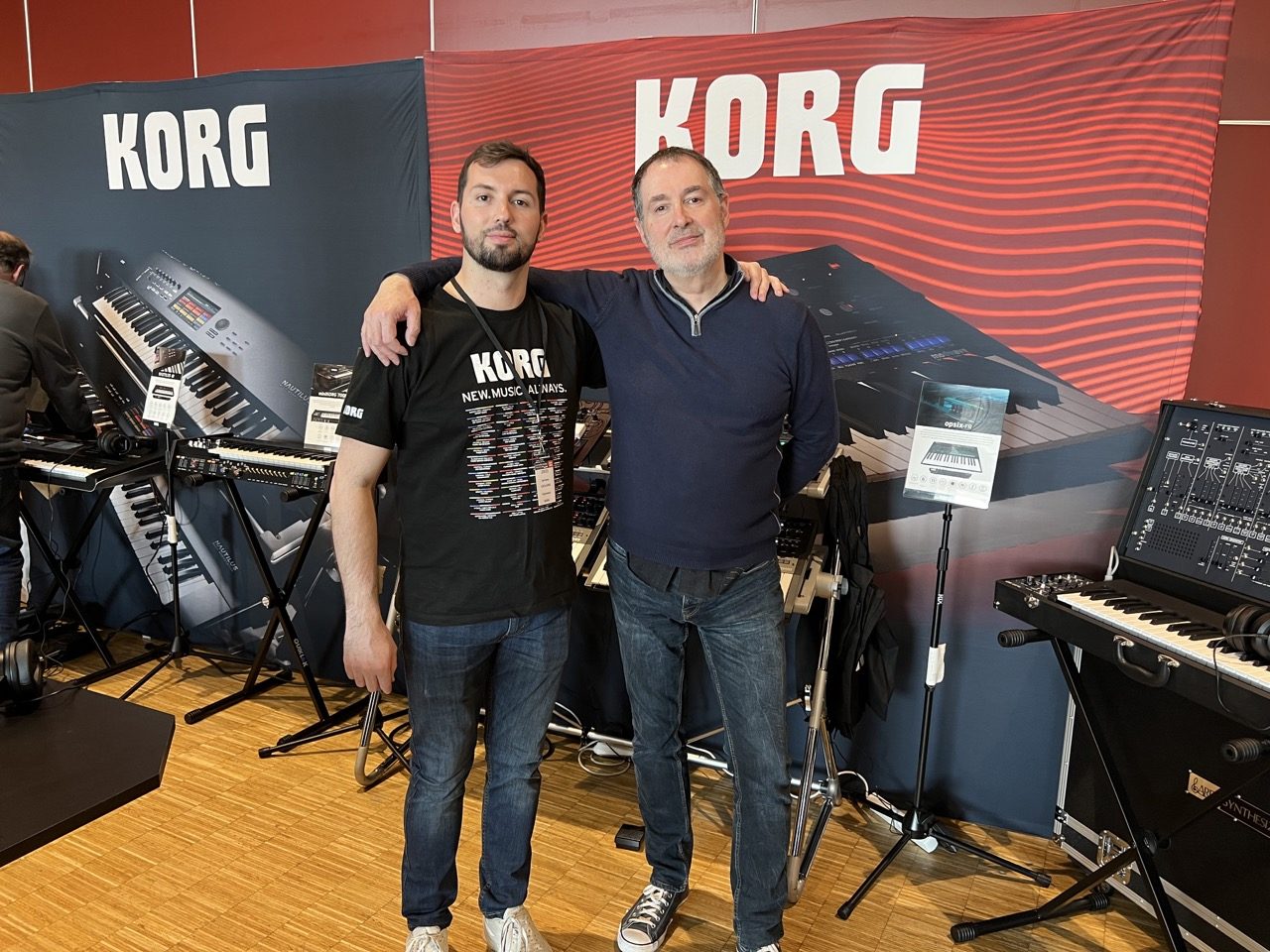 Stand Korg Philippe Brodu et Jeremy Leclaire chef de produit - SynthFest 2023