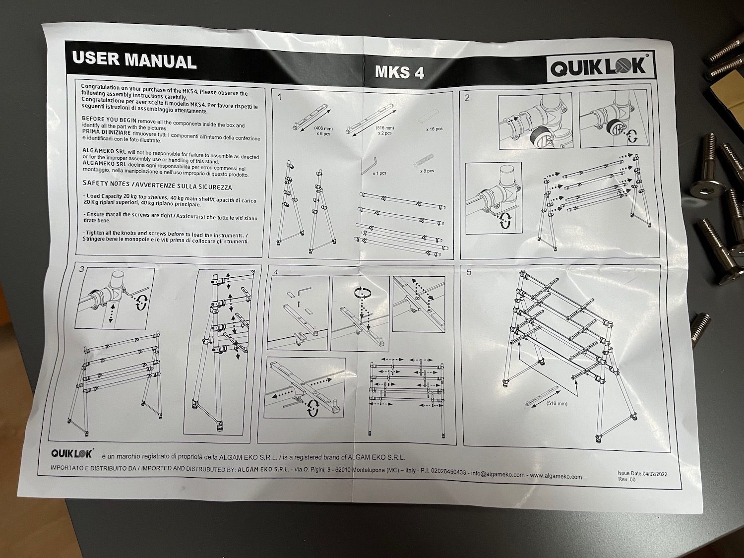 QUIK LOK MKS4 stand 4 claviers en test 9 Notice de montage Quik Lok MKS4