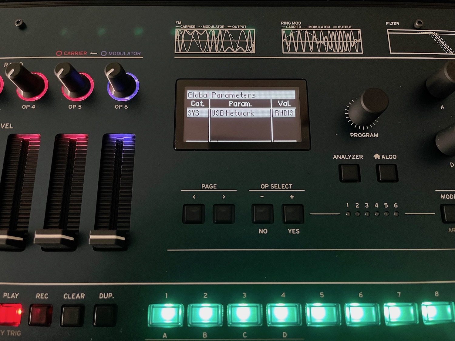 Choix type de connexion USB sur Korg Opsix