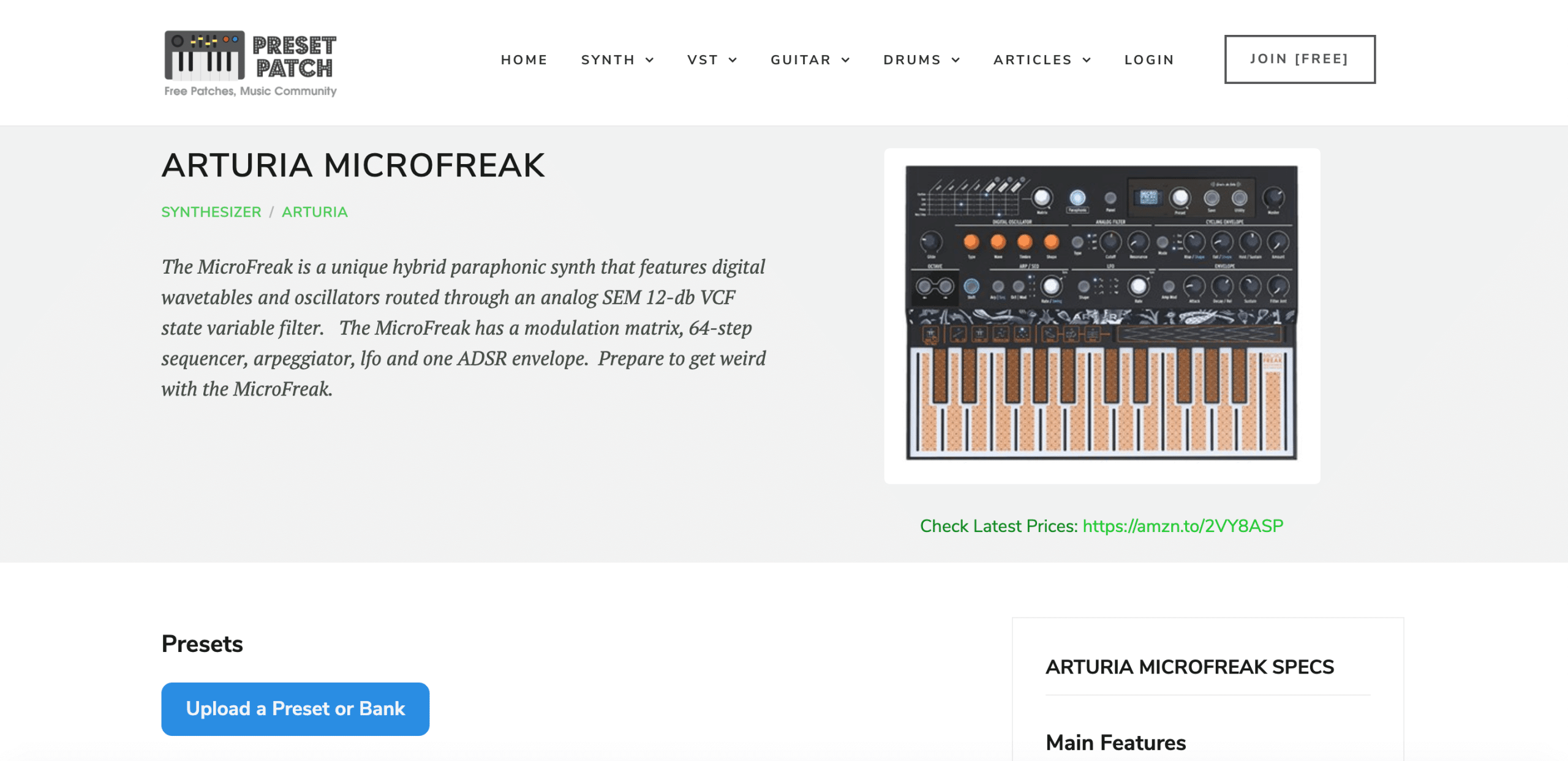 Arturia Microfreak : petit mais costaud ! 29 Le site Preset Patch pour télécharger des sons Arturia Microfreak