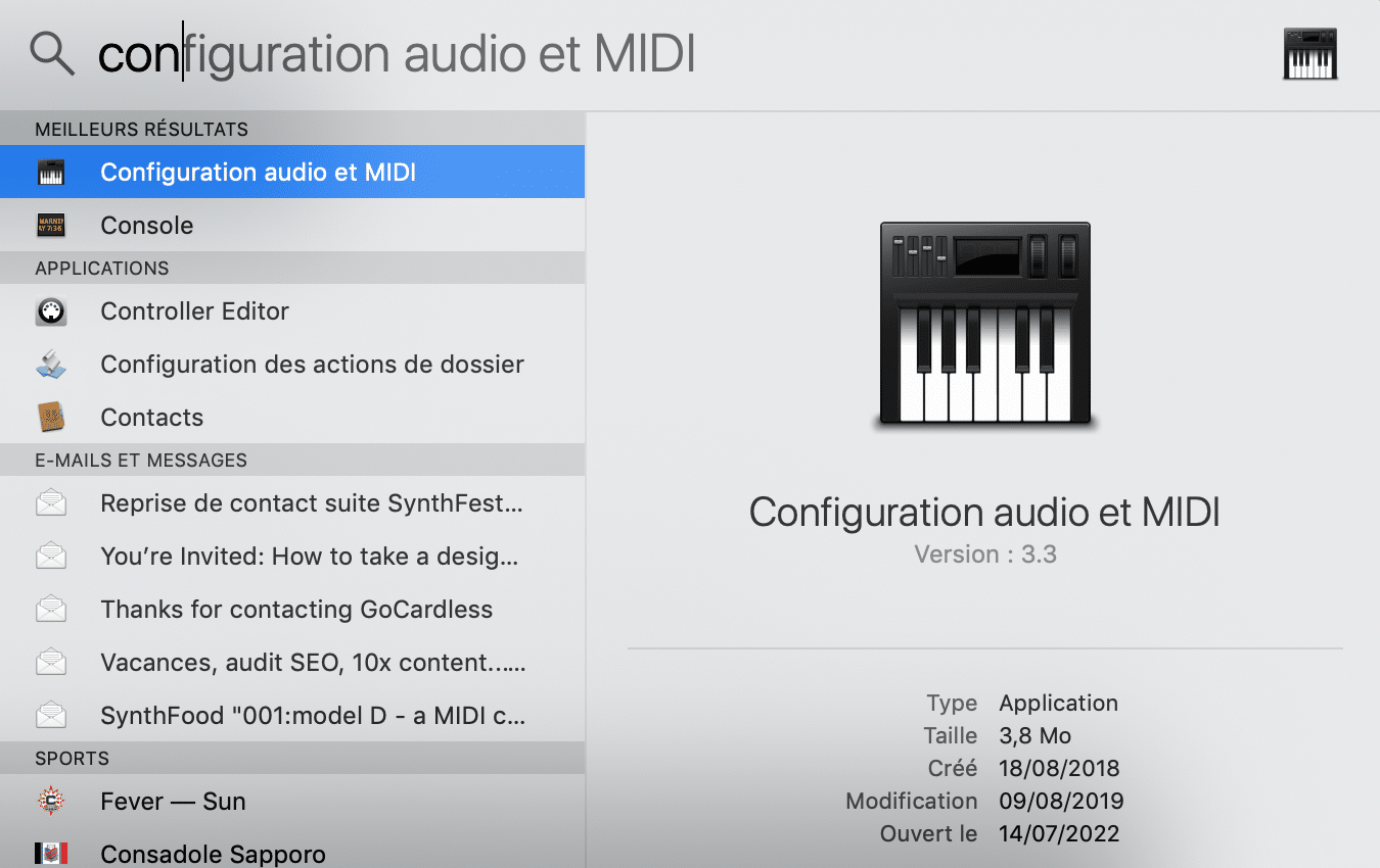 Recherche Mac configuration audio et midi