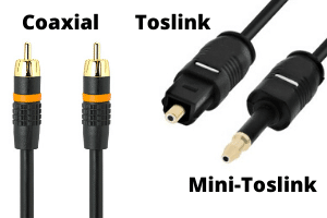 Liaisons num&eacute;riques S/PDIF Coaxial Toslink et MiniToslink