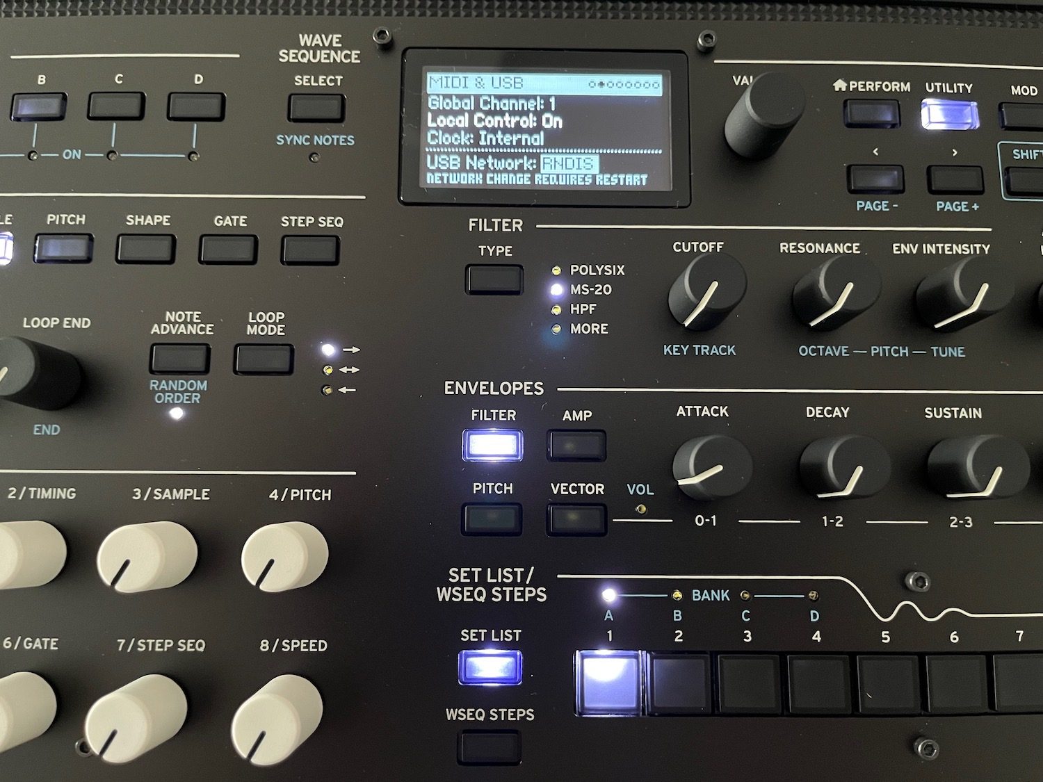 Choix type de connexion USB sur Korg WAVESTATE