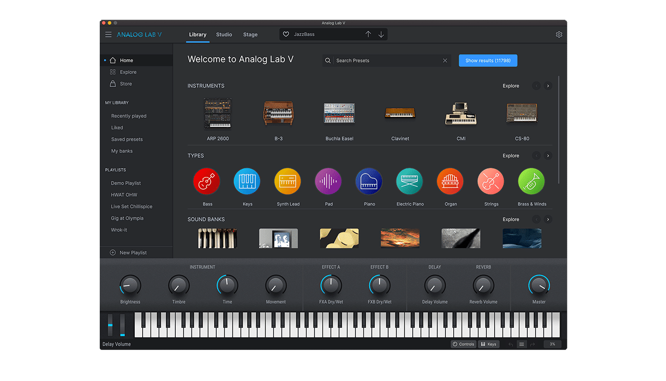 Nouvelle interface plus intuitive de l'Analog Lab Arturia