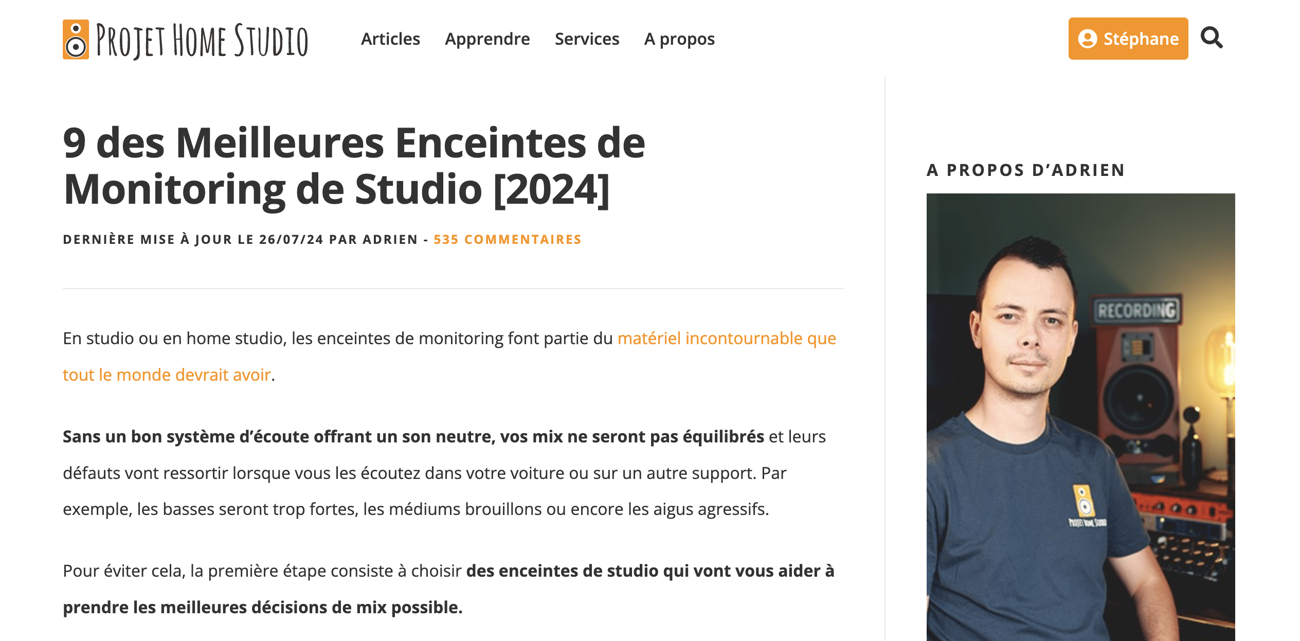 Les étapes pour installer son home studio 14 Article sur le choix d'enceintes de monitoring chez Projet Home Studio