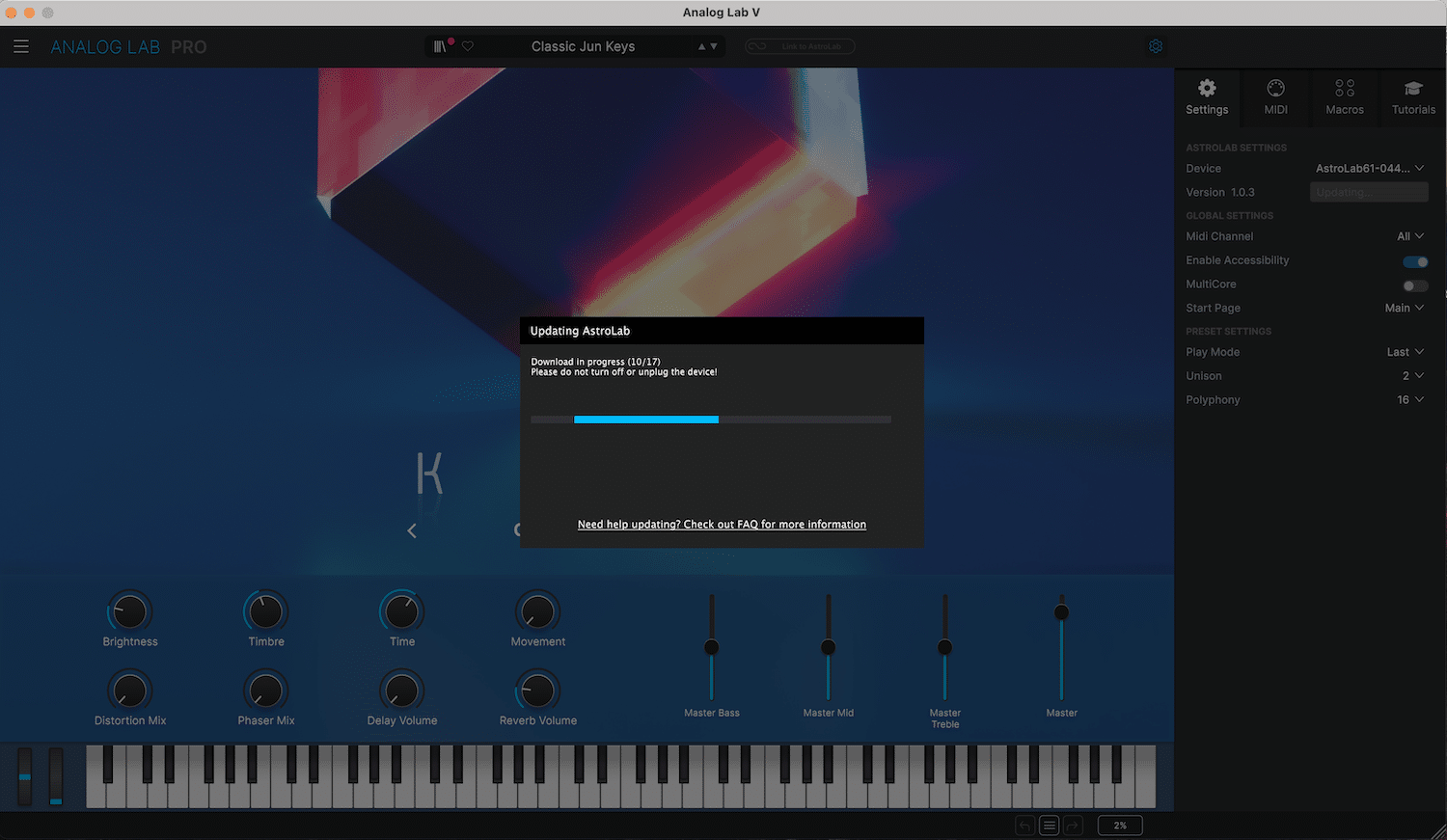 Arturia Astrolab le synthétiseur parfait pour le live ? 23 Arturia Analog Lab update en cours