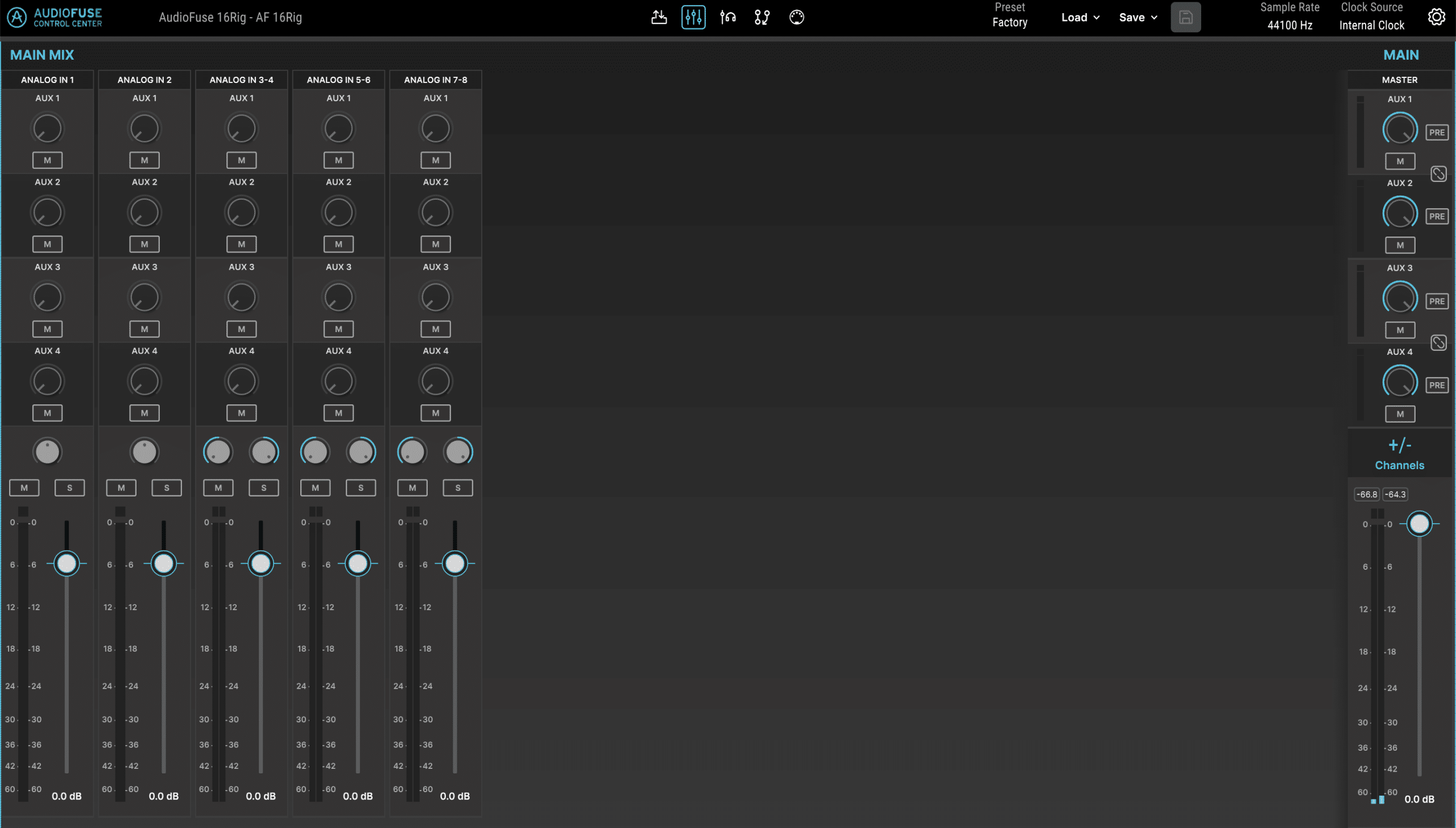 Arturia AudioFuse 16Rig idéale pour les synthétiseurs ? 35 Le logiciel AudioFuse Control Center d'Arturia onglet Main Mix