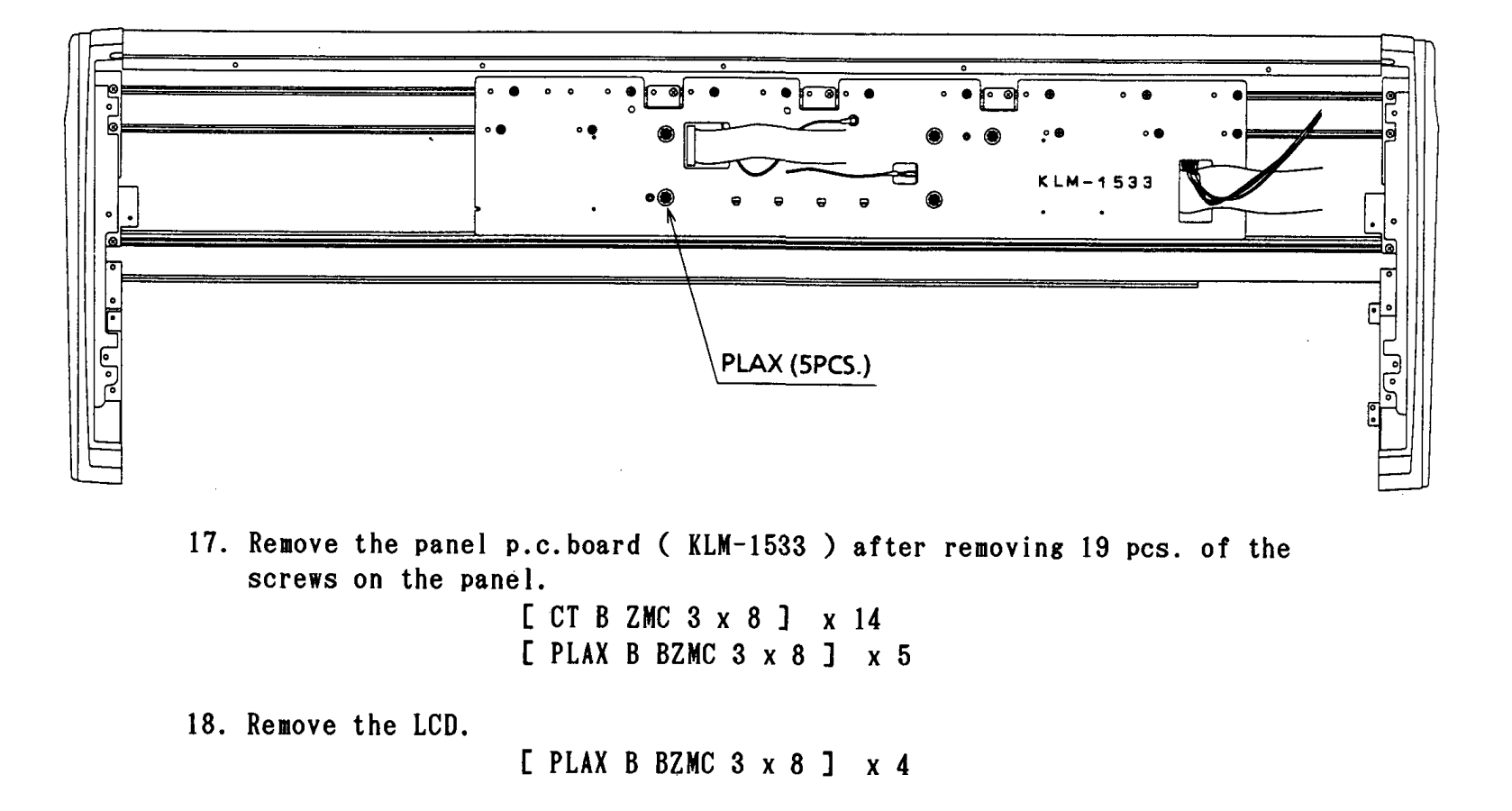 Korg 01/W découverte et entretien 44 Manual Service pour démonter la carte des switchs du Korg 01/W