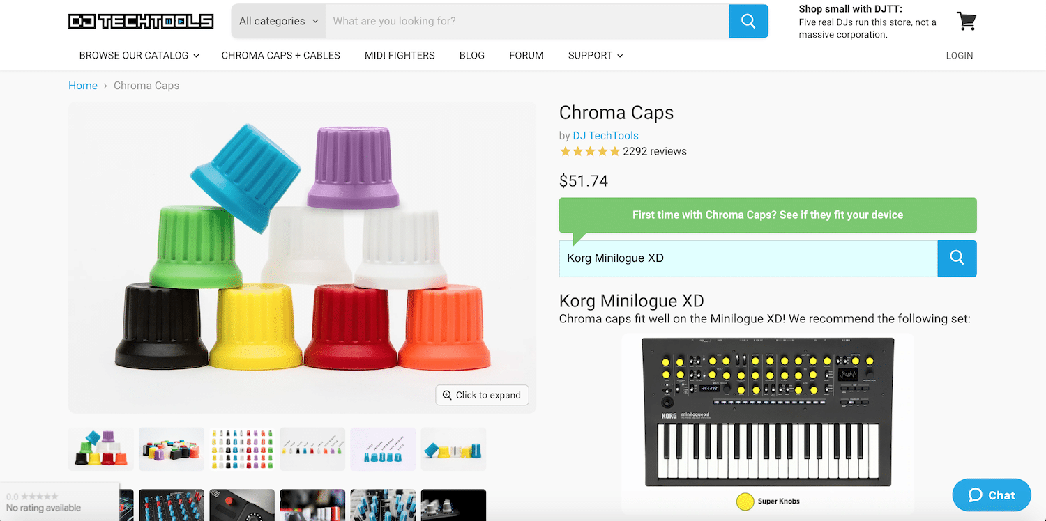 Site DJ'TECHTOOLS pour changer les boutons de votre Korg minilogue xd