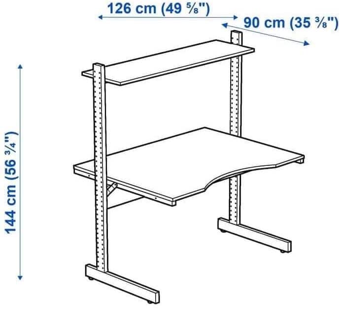 Les dimensions du bureau Ikea Jerker version 2