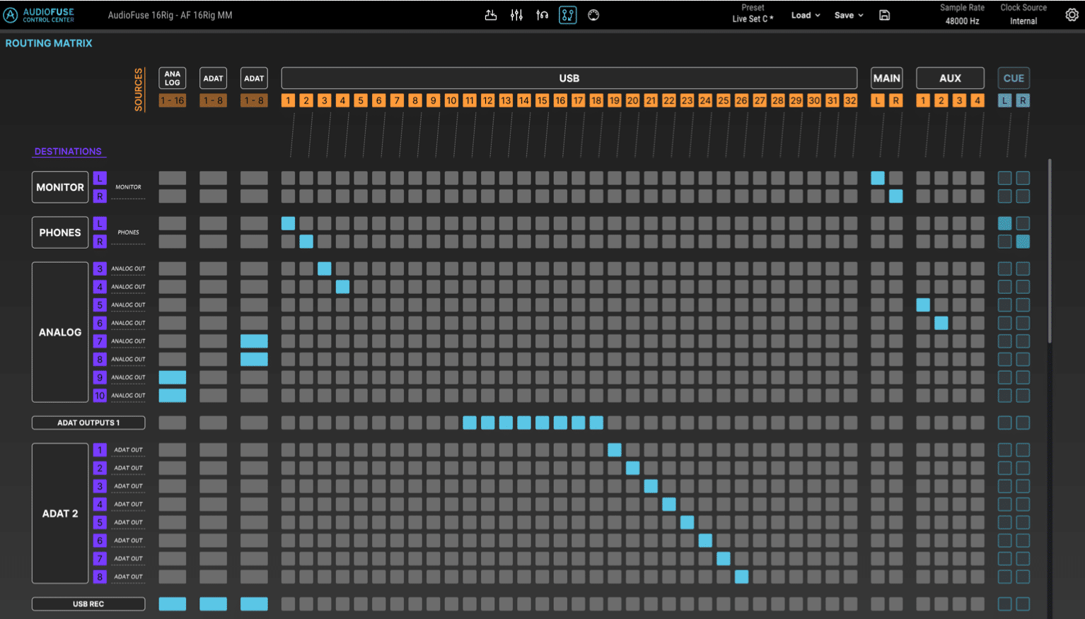 Arturia AudioFuse 16Rig idéale pour les synthétiseurs ? 29 Ecran de routing du logiciel Arturia Audiofuse Control Center