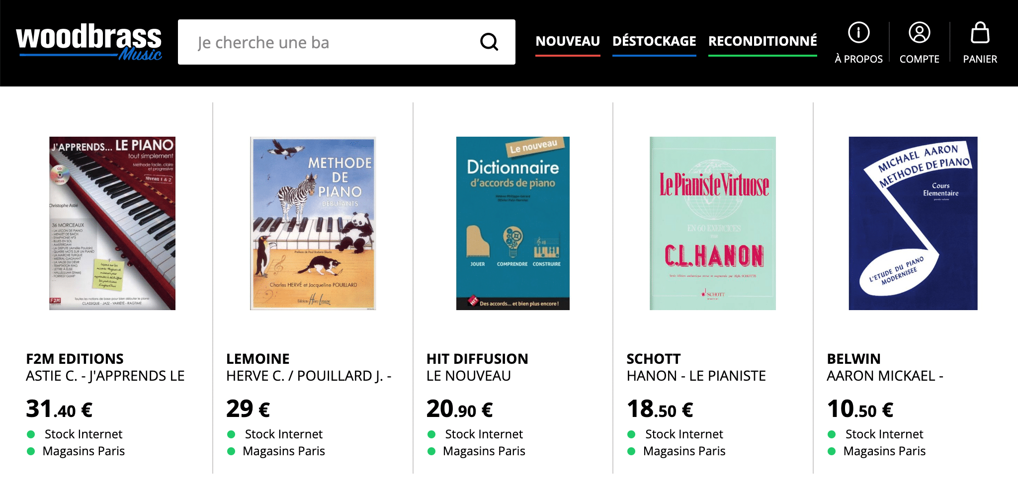 S&eacute;lection de m&eacute;thodes pour apprendre le piano sur le site de Woodbrass