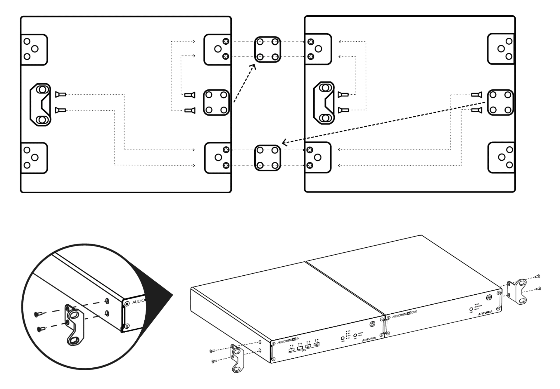 Arturia AudioFuse X8 IN et OUT vive l'ADAT ! 17 schéma de mise en rack boitiers Arturia AudioFuse X8