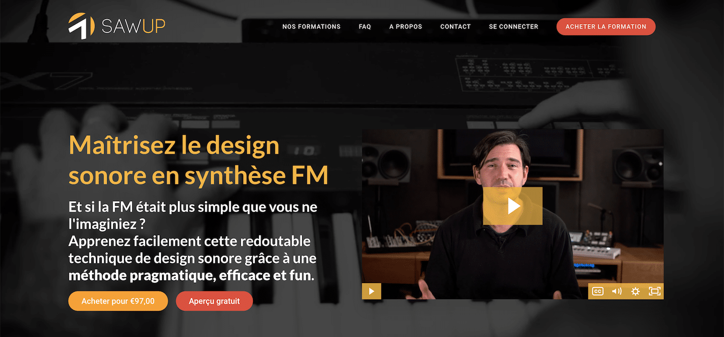 Apprenez facilement la synthèse FM avec la formation "Maîtriser le design sonore en synthèse FM" de Saw Up 1 La formation "Maîtrisez le design sonore en synthèse FM"