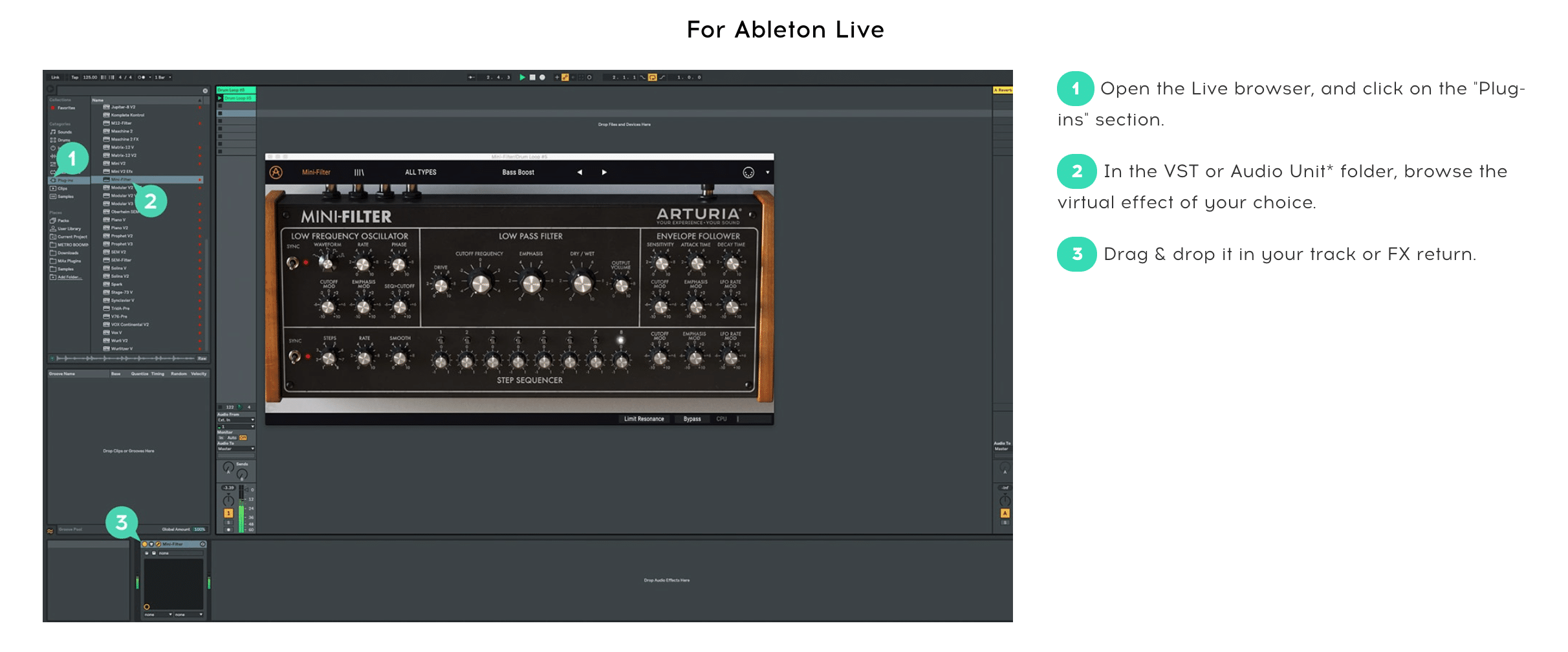 Arturia vous offre le chorus Jun-6 8 Ecran d'utilisation dans Ableton Live du chorus Arturia JUN-6